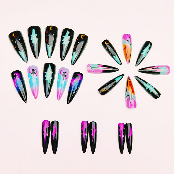 Cosmic Lightning Nail Art Bowlift