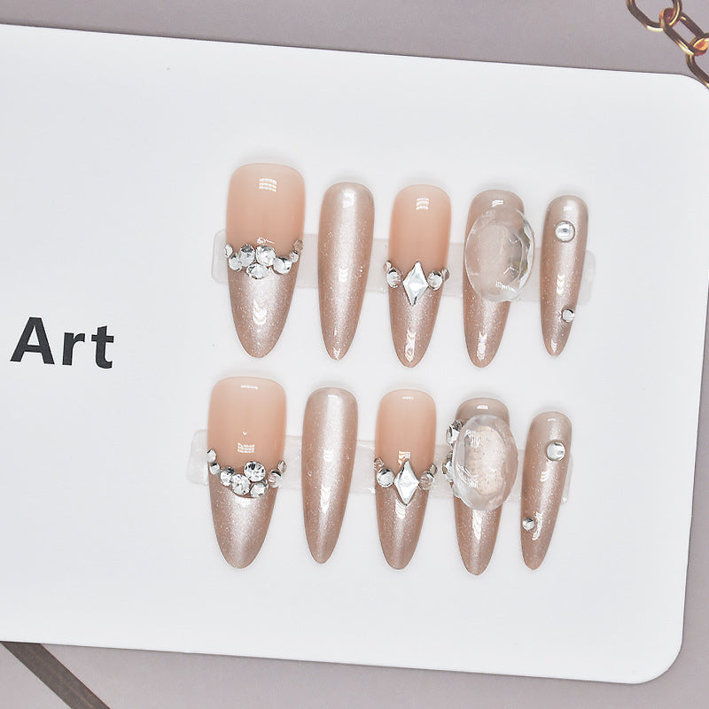 Glamorous Heart-Themed Press-On Nail Set Bowlift