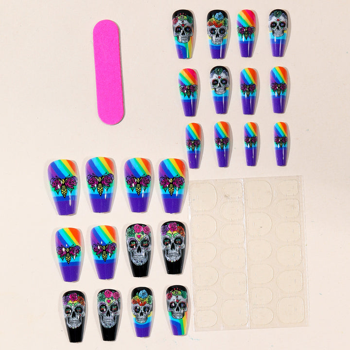 Skull-Themed Artistic Nail Art Extensions Bowlift