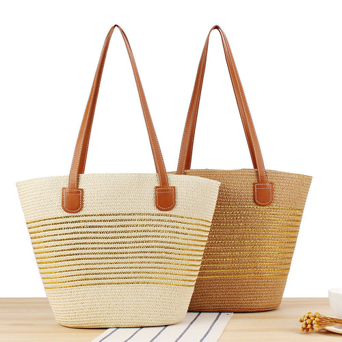 Straw bag in modern stripe look Bowlift