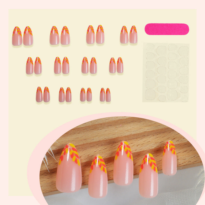 Floral Press-On Nail Set with Elegant Design Elements Bowlift