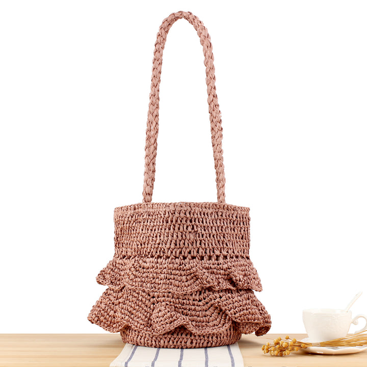 Fashionable Braided Bag with Ruffles Bowlift