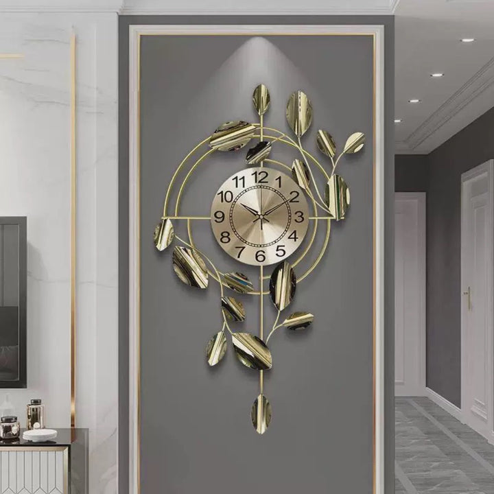 Decorative Wall Clock with Leaf Design Bowlift