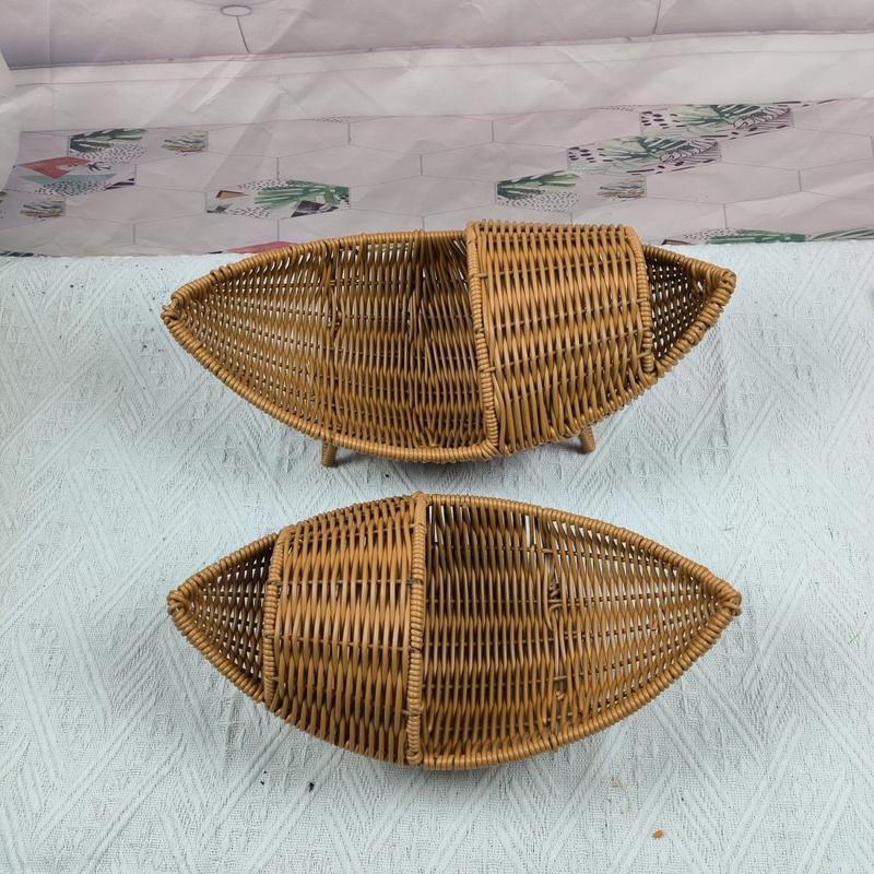 Decorative Woven Boat-Shaped Basket Bowlift