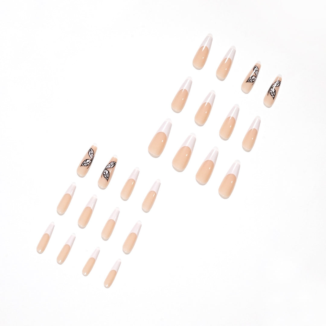 Artful Nail Extensions with Marbled Leaves Bowlift