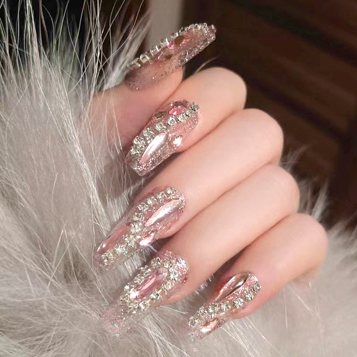 Glamorous Rhinestone-Decorated Press-On Nail Tips Bowlift