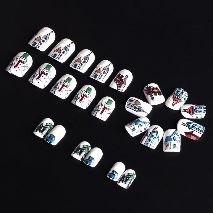 Festive Winter-Themed Press-On Nail Art Set Bowlift