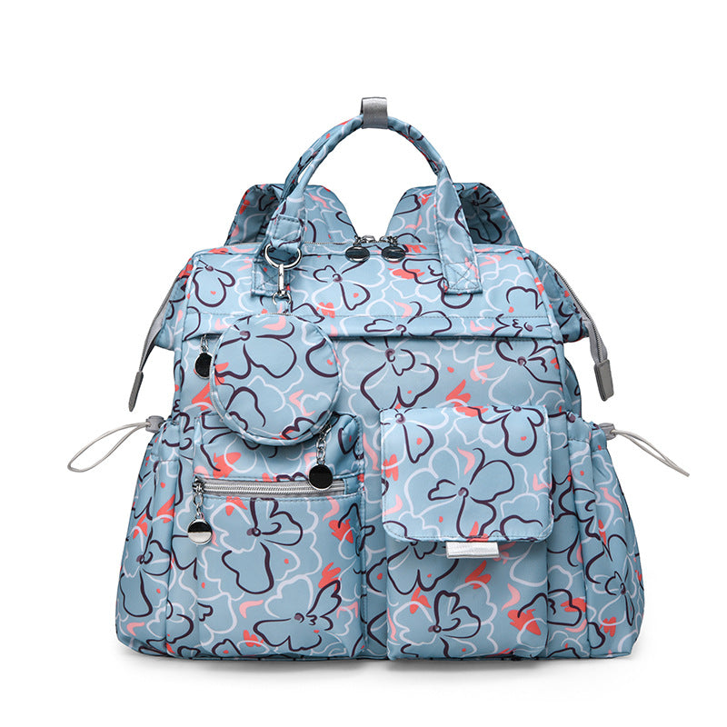 Multi-Pocket Floral Design Backpack Bowlift