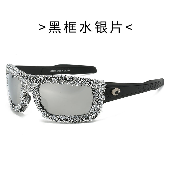 Women's sporty sunglasses with sparkling rhinestone frame Bowlift