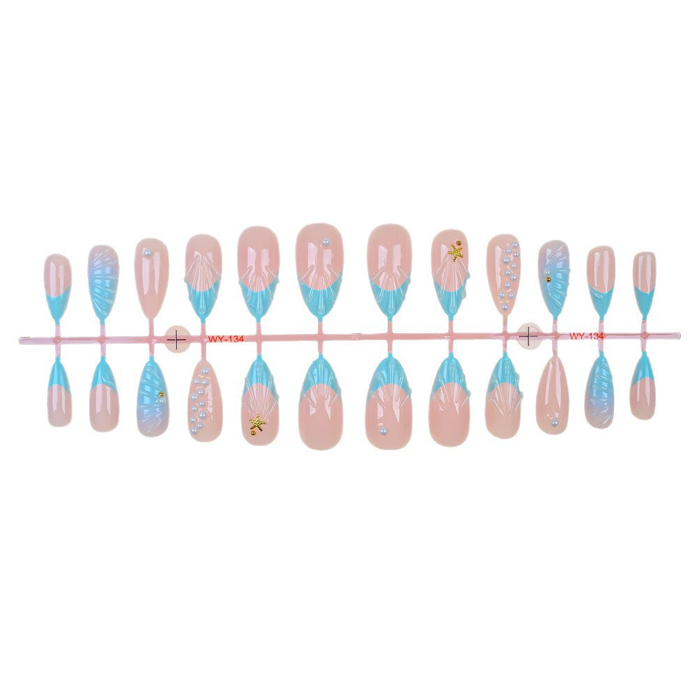 Artistic Ocean-Inspired Press-On Nail Set Bowlift