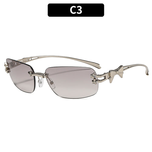 Fashionable Shield Sunglasses with Decorative Star Accents