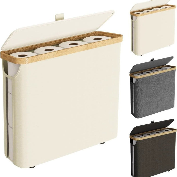 Elegant Laundry Container Made of High-Quality Textile with Bamboo Frame Bowlift