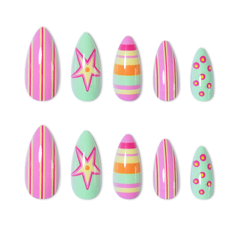 Themed Vibrant Press-On Nail Art Bowlift