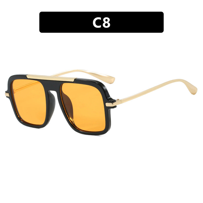 Women's square designer sunglasses with gold accents and protective UV filter Bowlift