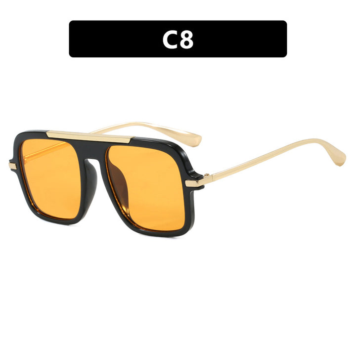 Women's square designer sunglasses with gold accents and protective UV filter Bowlift