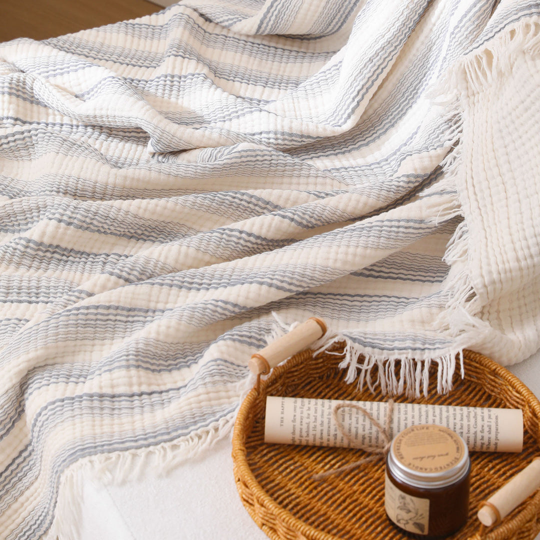 Women modern and stylish waffle structure plaid blanket Bowlift