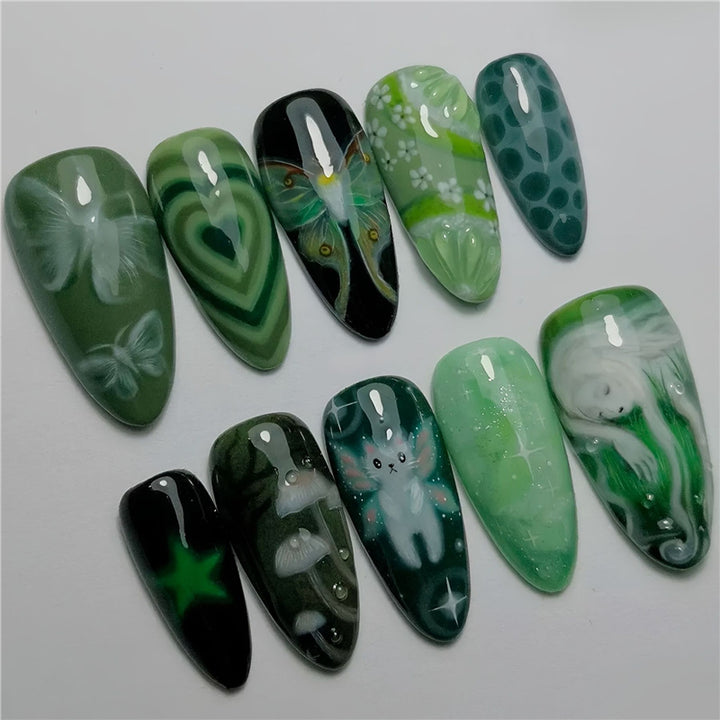 Artistic Cartoon-Themed Press-On Nail Art Set Bowlift