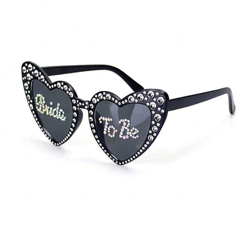 Rhinestone-Accented Heart-Shaped Sunglasses Bowlift
