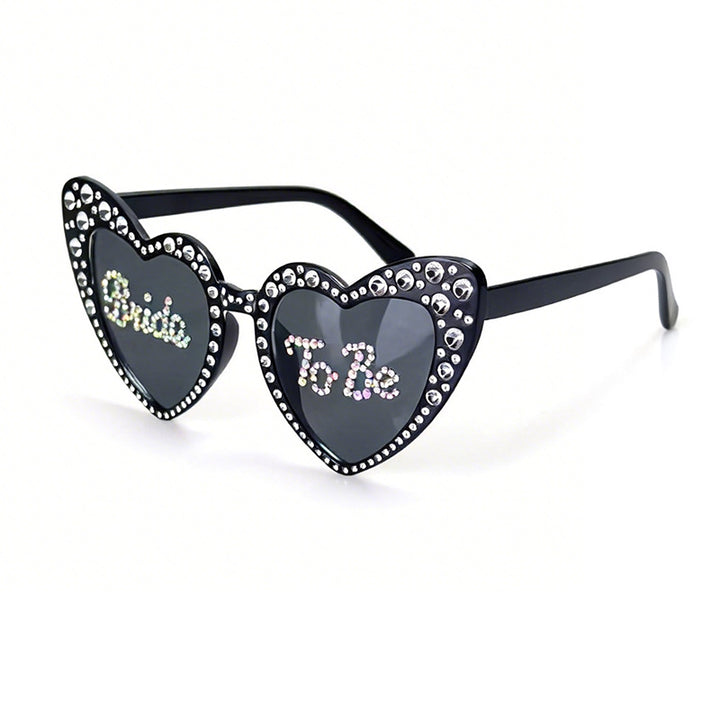 Rhinestone-Accented Heart-Shaped Sunglasses Bowlift