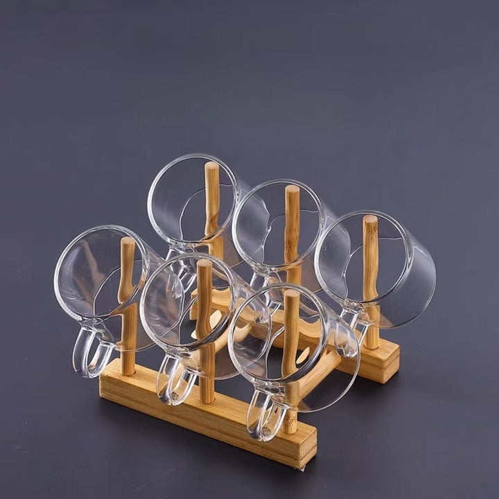 Handblown Double-Wall Glass Espresso Cups with Colored Curved Handles Set Bowlift