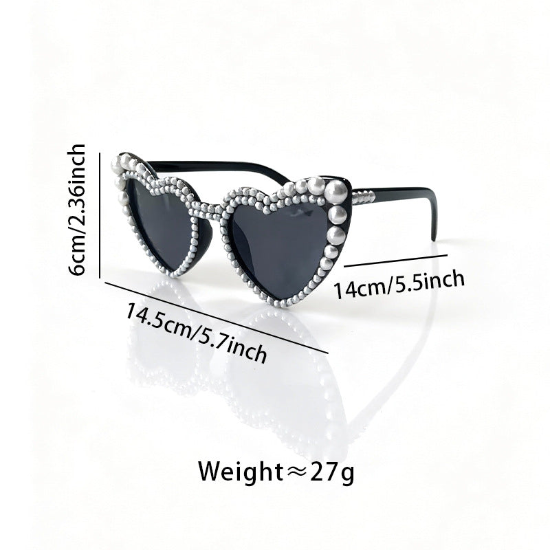 Heart-Shaped Pearl-Detail Sunglasses Bowlift