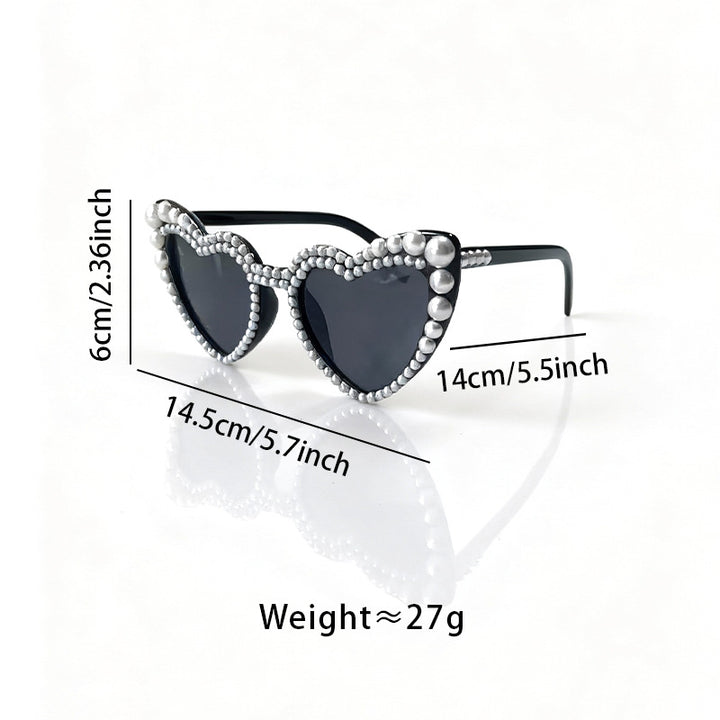 Heart-Shaped Pearl-Detail Sunglasses Bowlift