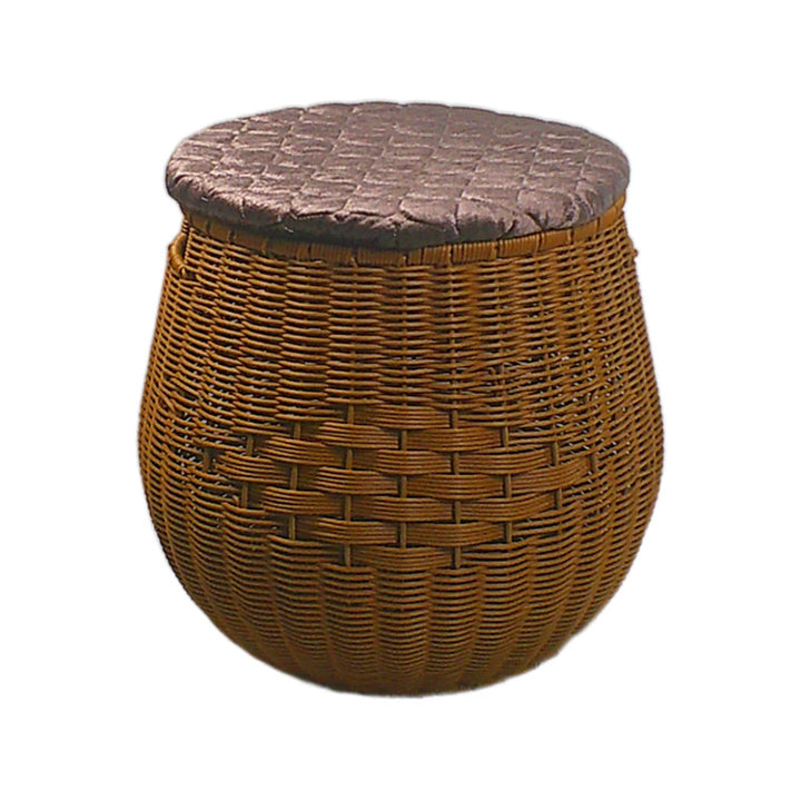 Cushioned Woven Storage Ottoman Bowlift
