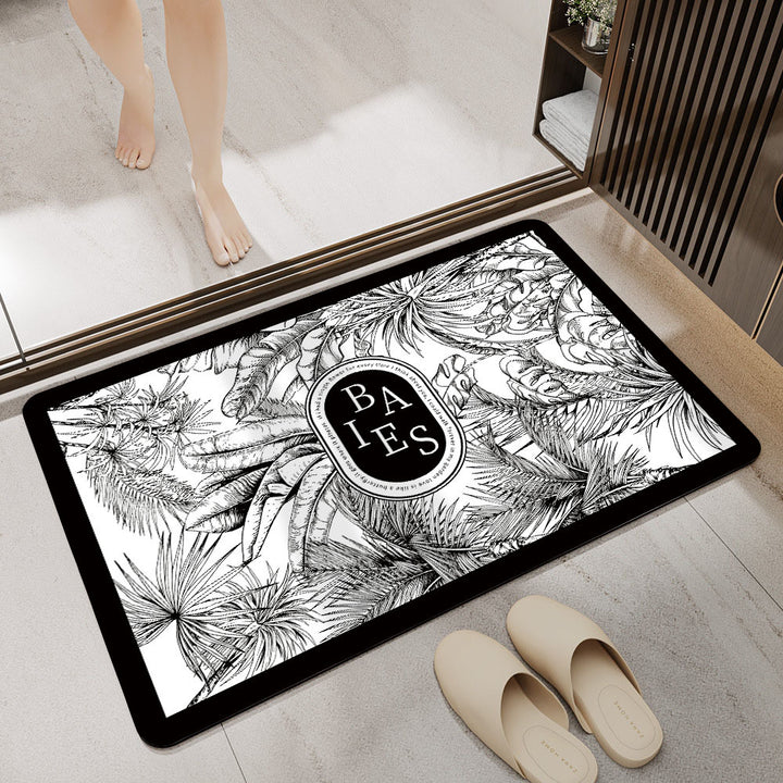 Floral Design Absorbent Bathroom Mat Bowlift