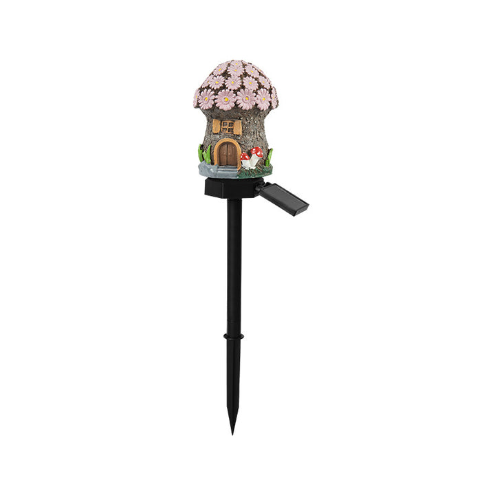 Whimsical Solar-Powered LED Fairy House Garden Stake Bowlift