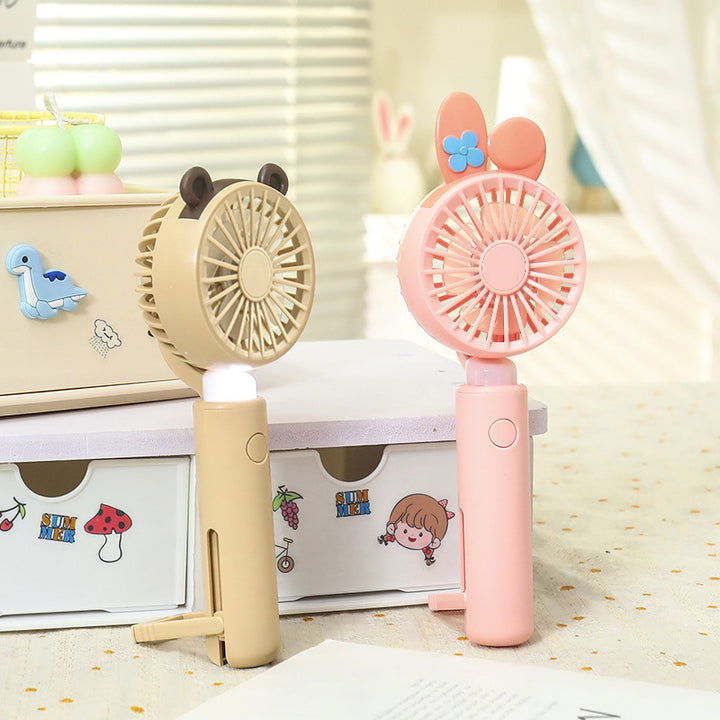 Women Portable Mini Handheld Fan with Light Function Bowlift