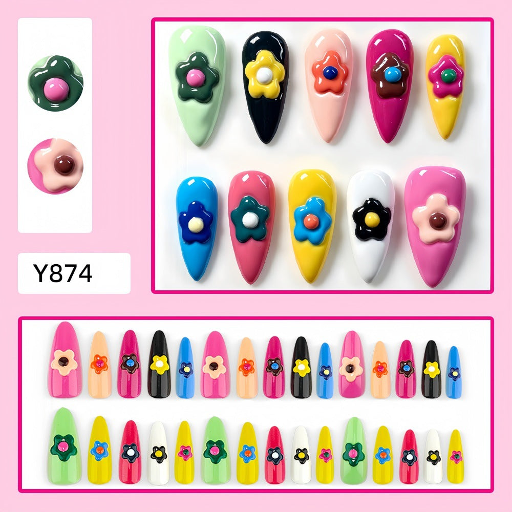 Artificial nails with floral 3D design Bowlift