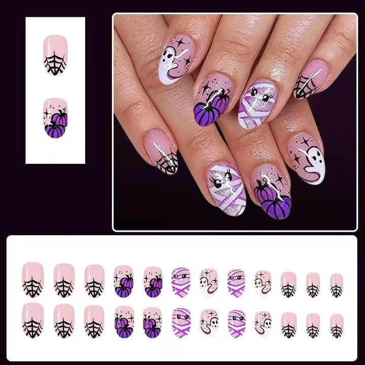 Artificial Nail Set with Creepy Halloween Designs Bowlift