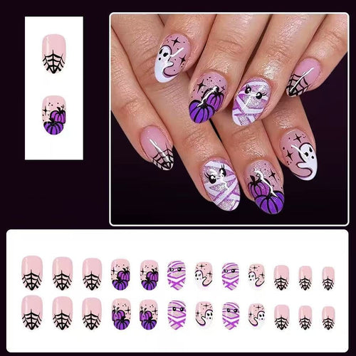 Artificial Nail Set with Creepy Halloween Designs Bowlift