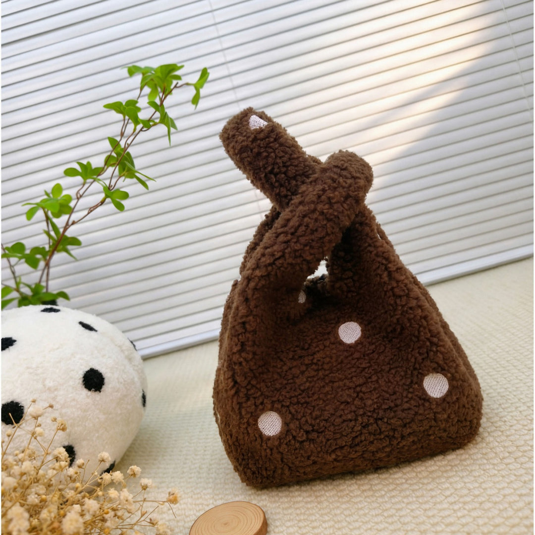 Compact Fuzzy Polka Dot Sling Bag Bowlift