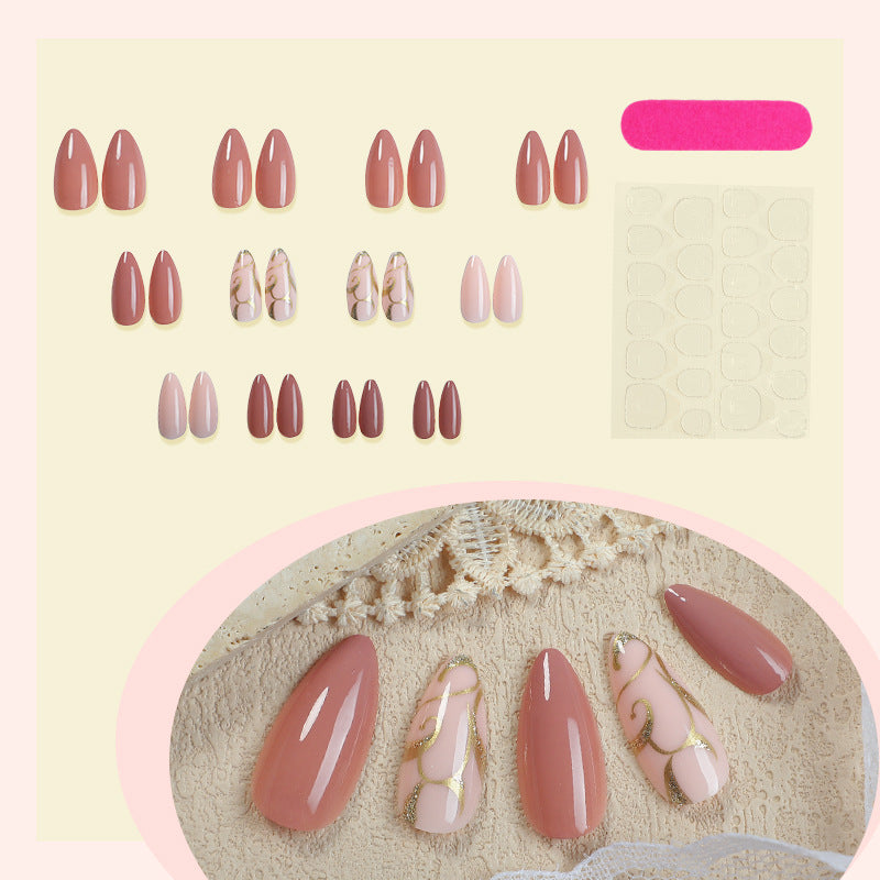 Artificial nail set with elegant flower pattern Bowlift