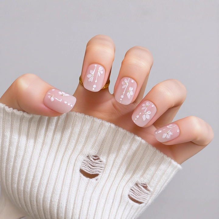 Artificial nails with elegant floral design Bowlift