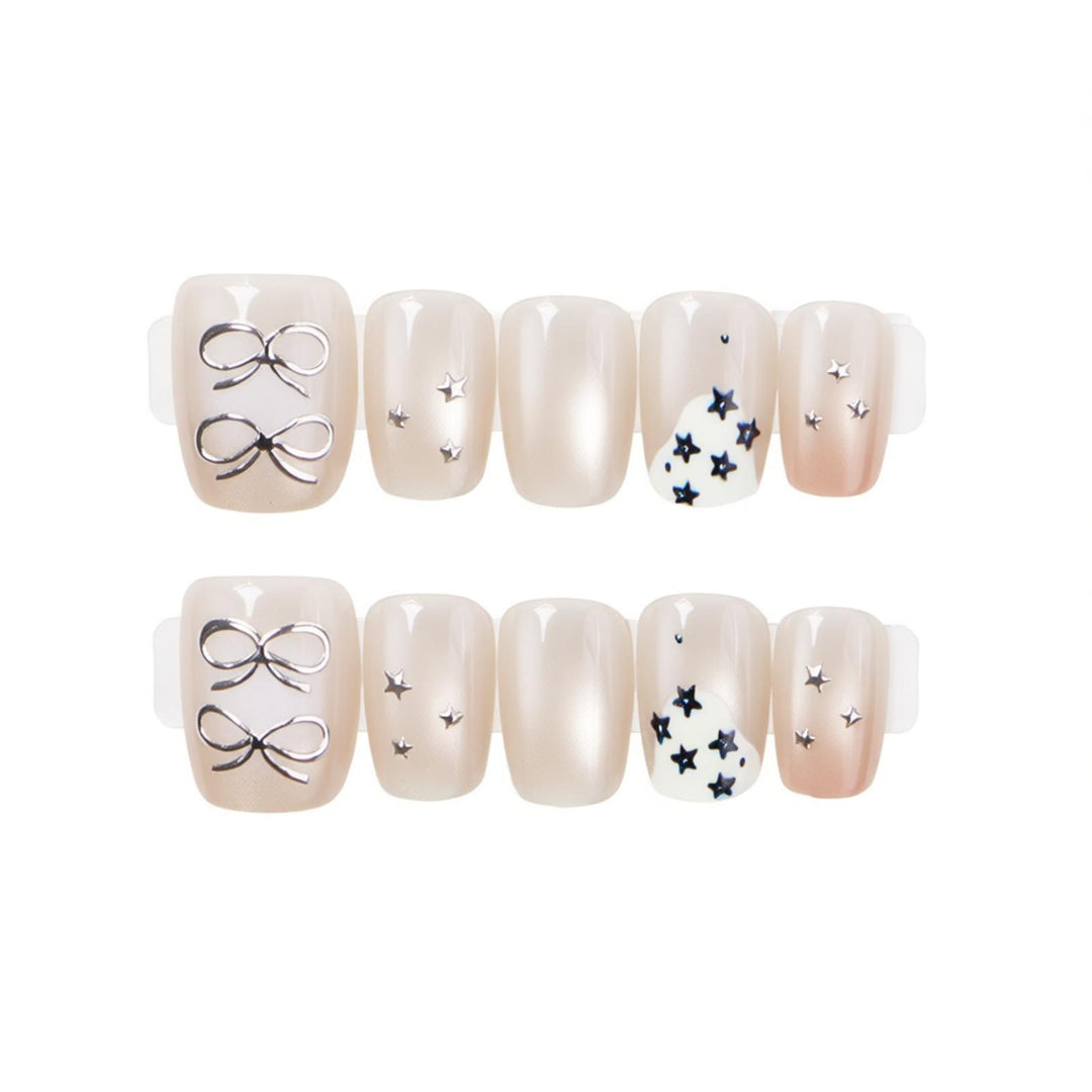 Elegant Press-On Nail Art Set with Unique Designs Bowlift