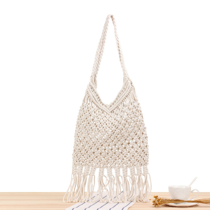 Macramé Crossbody Bag with Fringes Bowlift