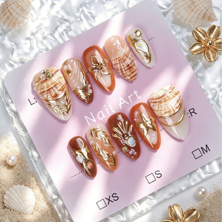Elegant and Decorated Artificial Nail Set Bowlift