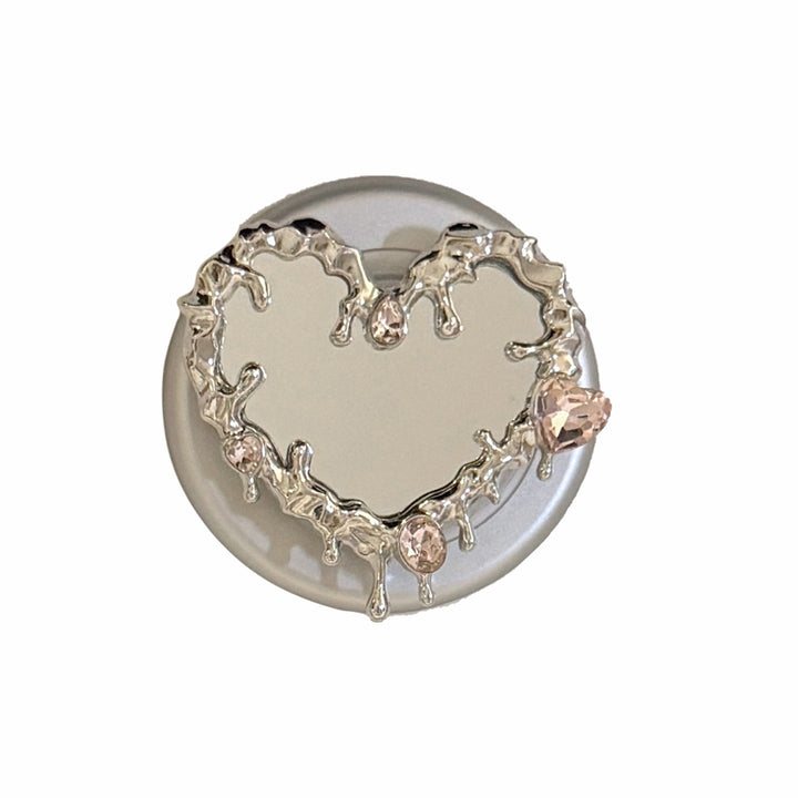 Heart-shaped hand mirror with elegant crystals Bowlift