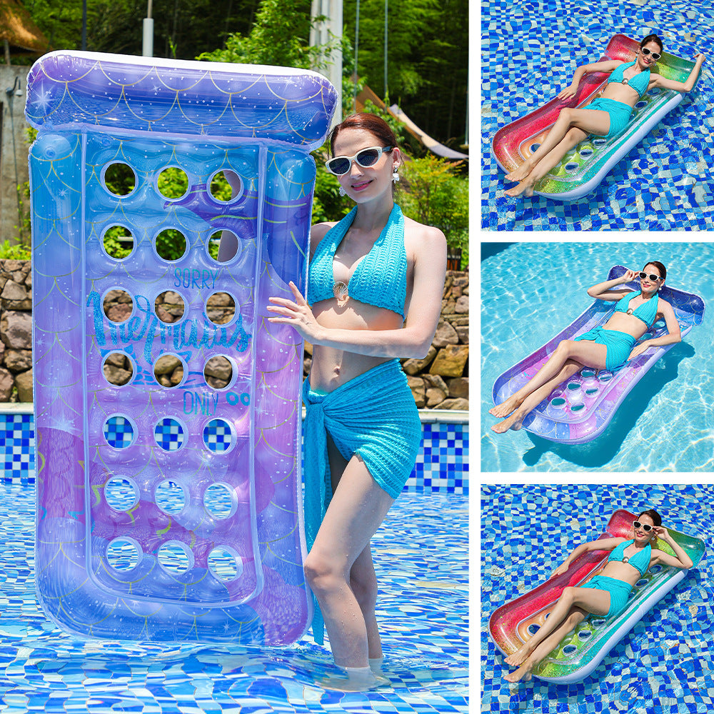 Ladies Inflatable Comfort Pool Lounge with Integrated Cup Holders Bowlift