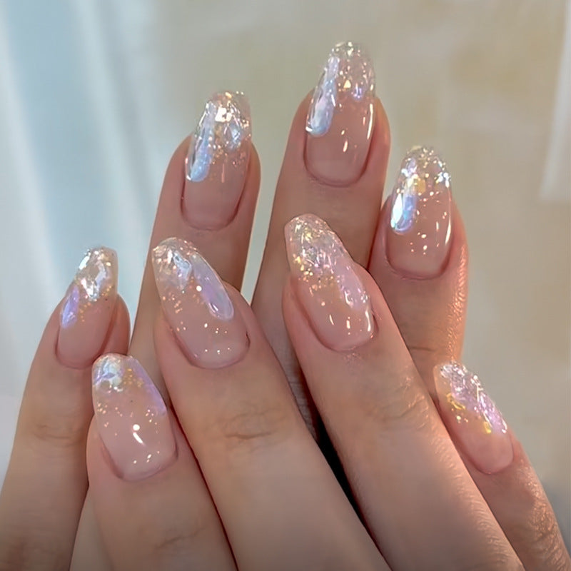 Elegant Gel Press-On Nail Set with Stunning Metallic Finish Bowlift