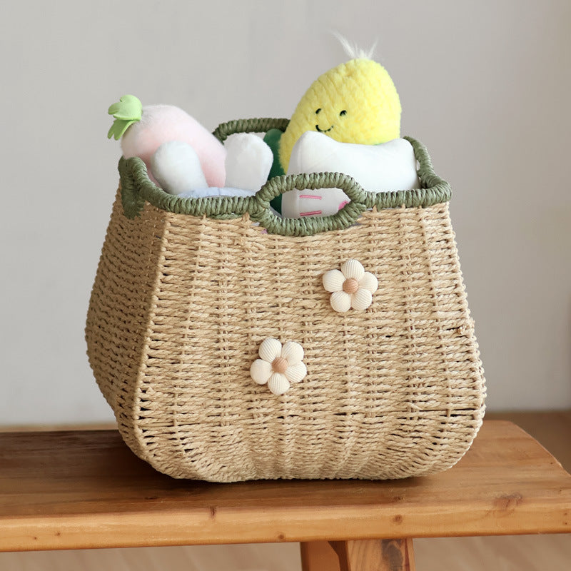 Handcrafted basket with flower appliqué Bowlift