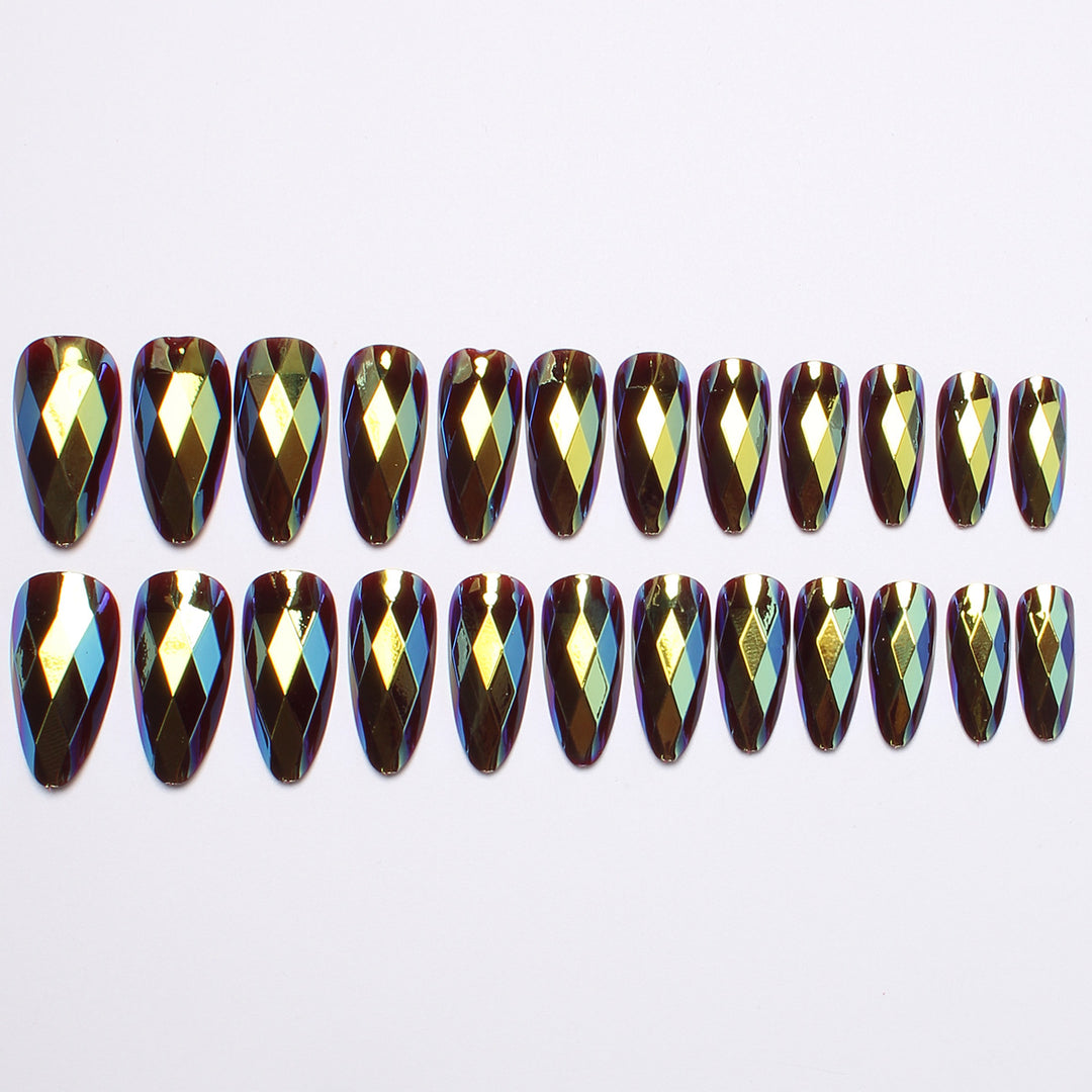 Diamond-Shaped Press-On Nail Set Bowlift