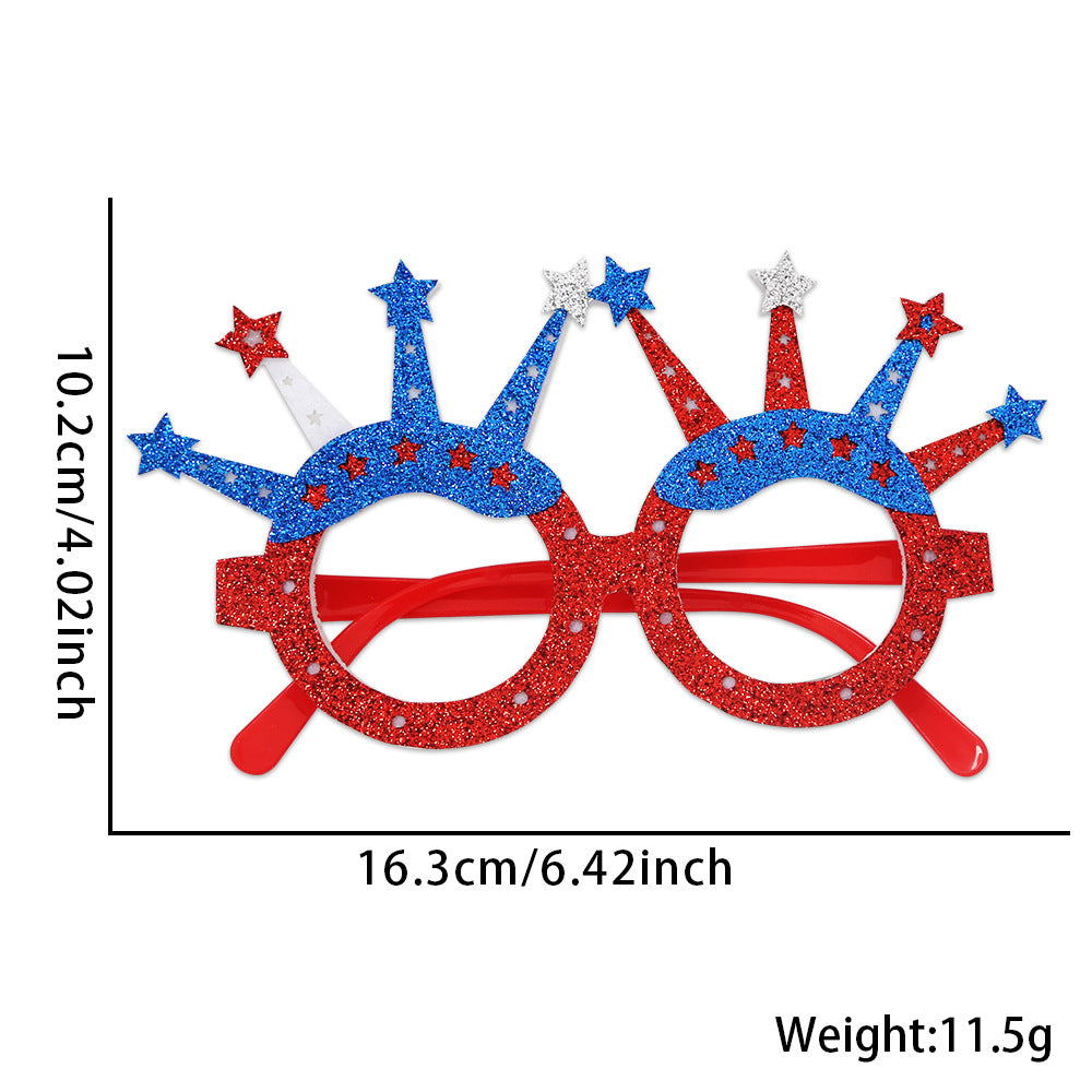 Unisex nan patriotic glitter novelty party glasses with USA letter topper Bowlift