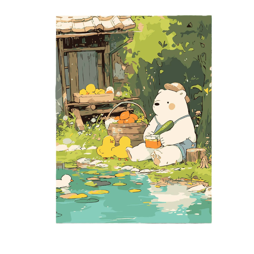 Playful Panda Illustration Canvas Art Bowlift