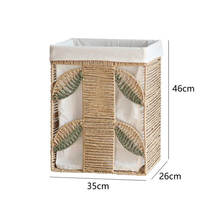 Elegant laundry basket made of natural wicker with fabric lining Bowlift