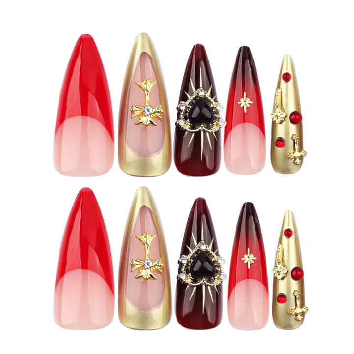 Artful Nail Extensions with Luxurious Decorations Bowlift