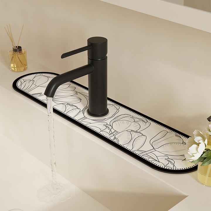 Decorative Semi-Circle Sink Faucet Splash Mat Bowlift