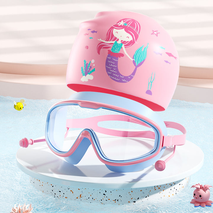 Kids Dinosaur-Themed Swim Mask and Cap Set Bowlift